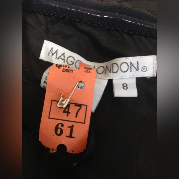 Maggy London Brown Cocktail Party Dress 8 Silk Chiffon Halter Top Empire Waist - Picture 6 of 8